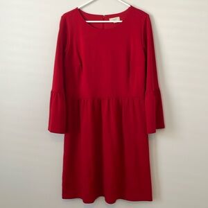 Loft Red Bell Sleeve Dress